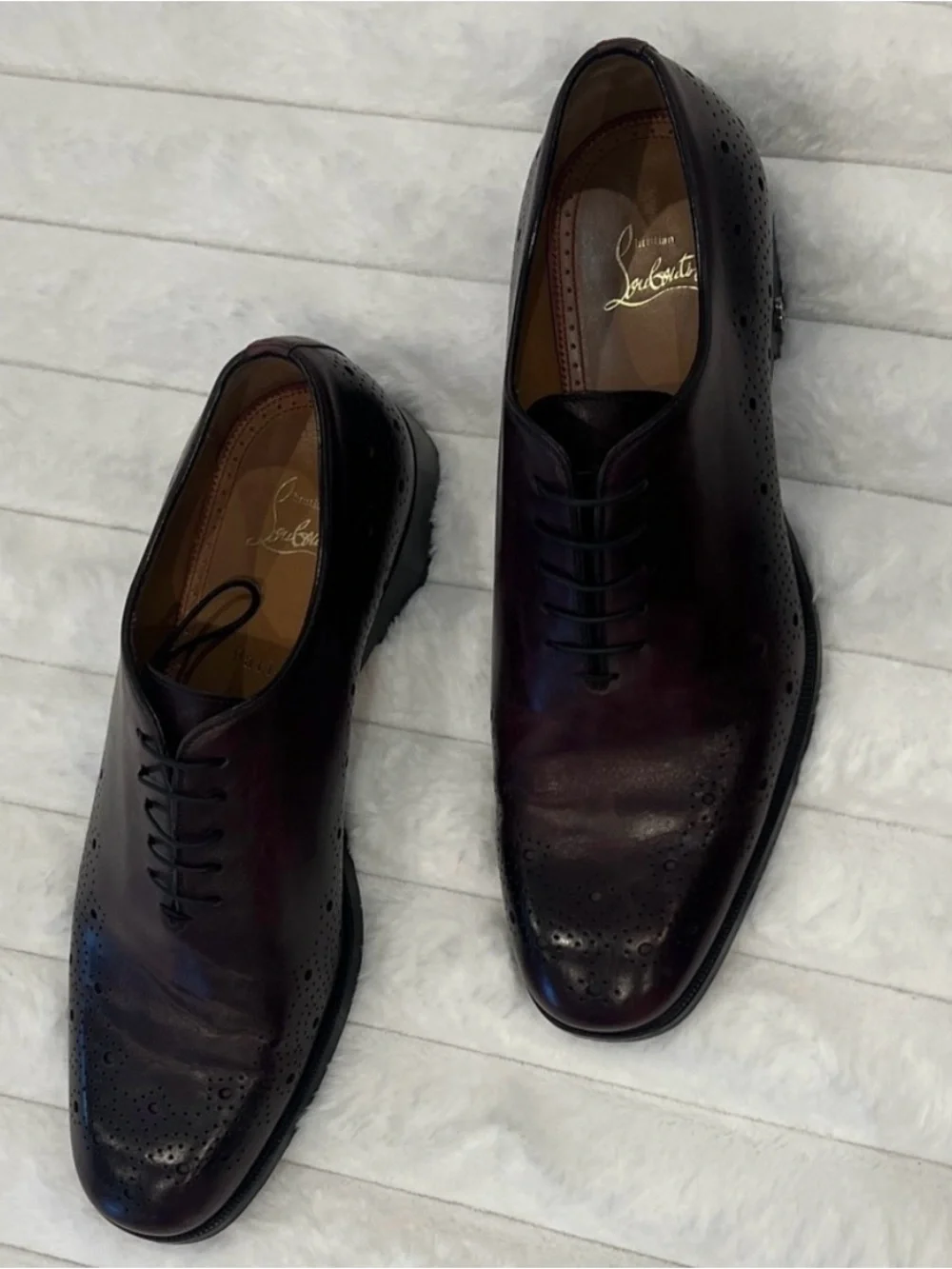 Christian Louboutin Dark Burgundy Leather Oxfords